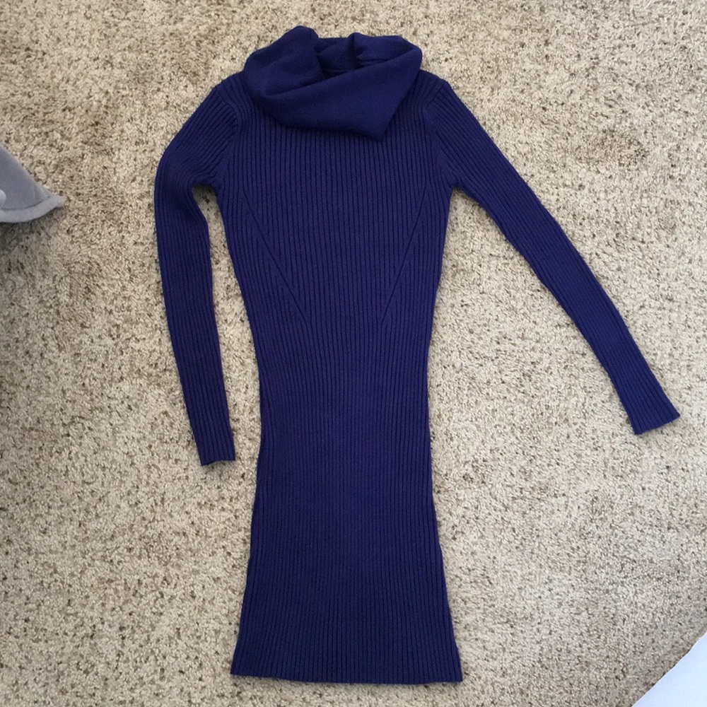Blue sweater dress